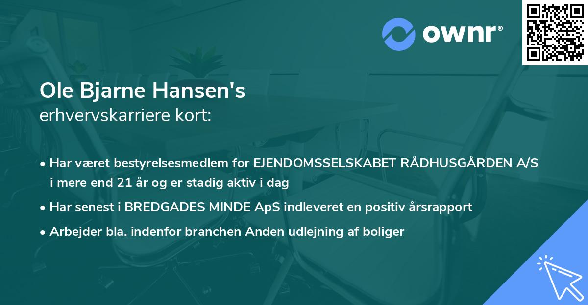 Ole Bjarne Hansen's erhvervskarriere kort