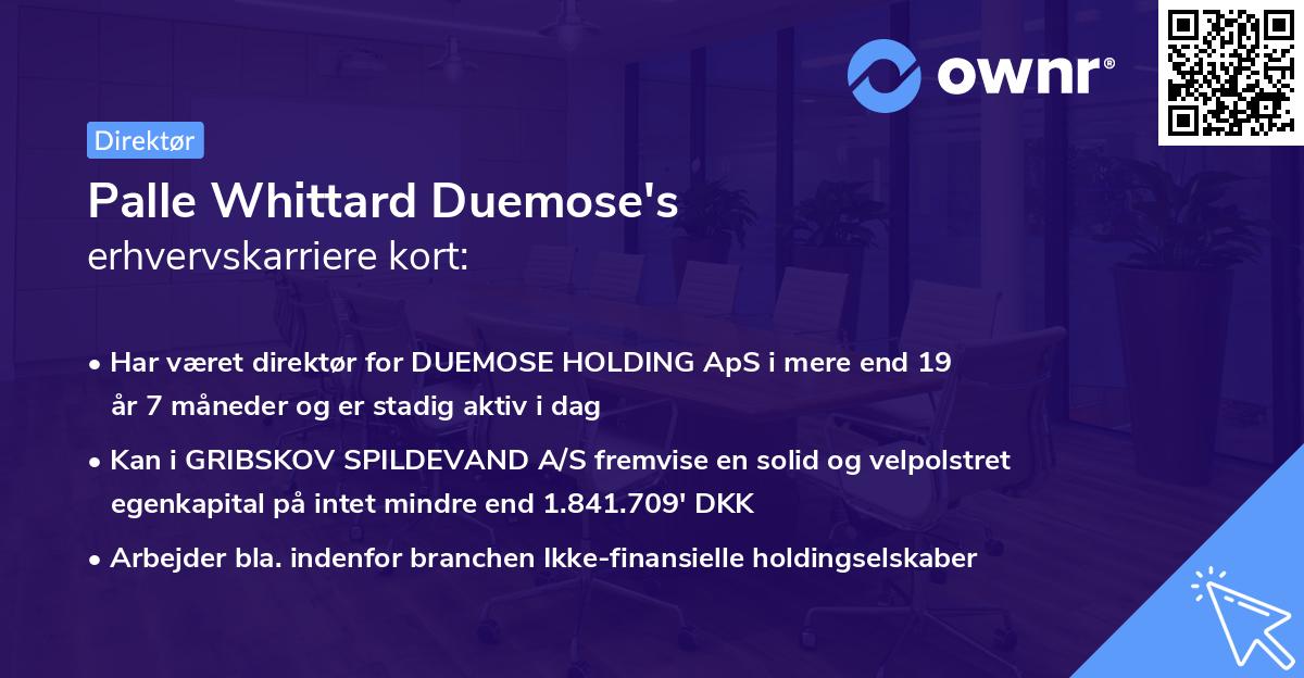 Palle Whittard Duemose's erhvervskarriere kort