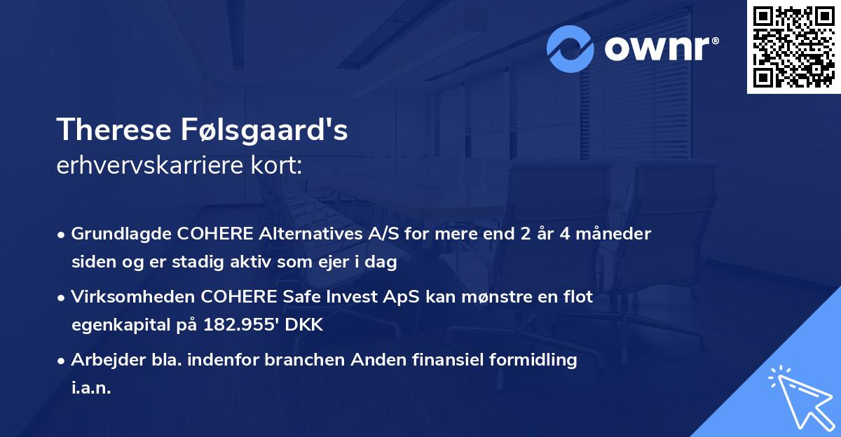 Therese Følsgaard's erhvervskarriere kort