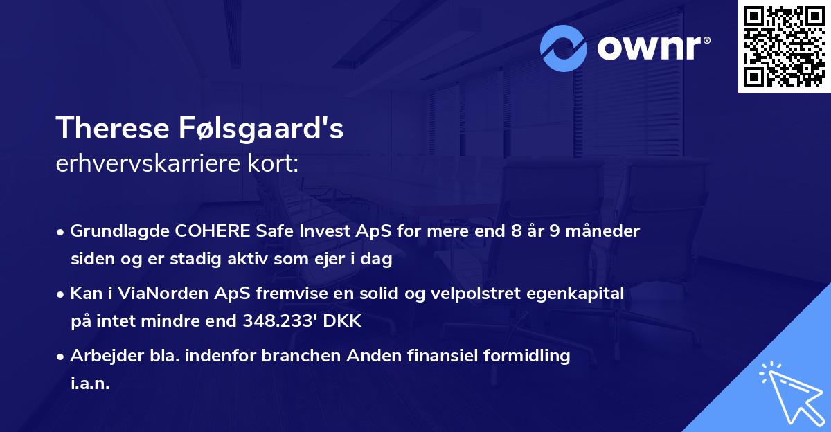 Therese Følsgaard's erhvervskarriere kort