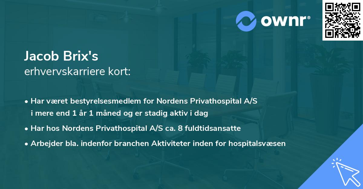 Jacob Brix's erhvervskarriere kort