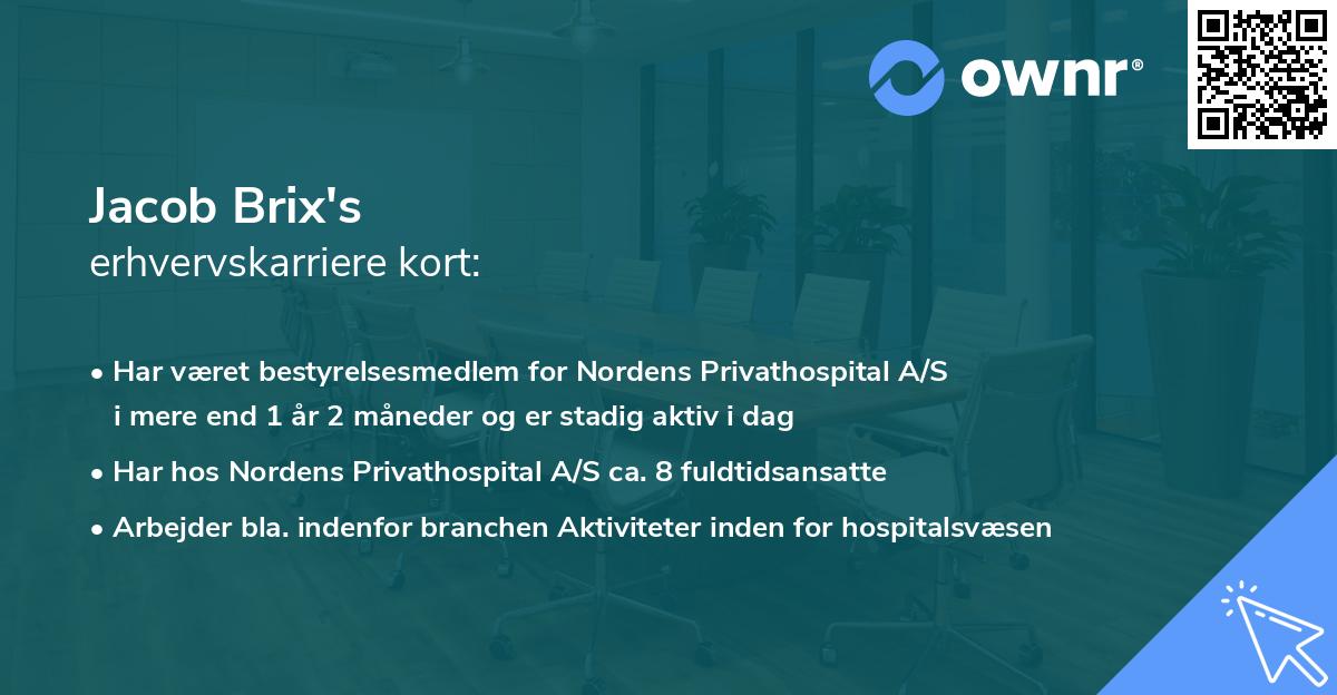 Jacob Brix's erhvervskarriere kort