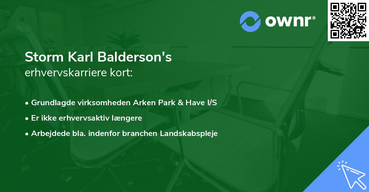 Storm Karl Balderson's erhvervskarriere kort