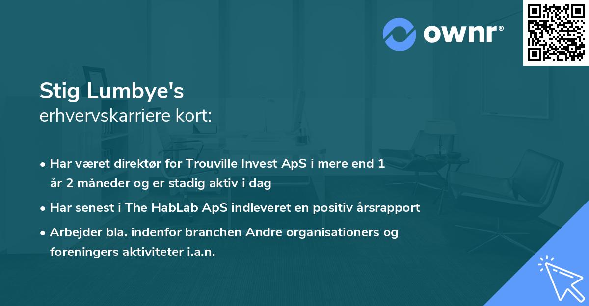 Stig Lumbye's erhvervskarriere kort