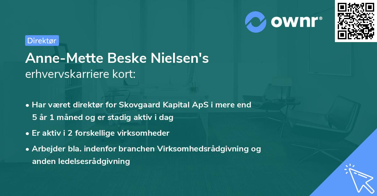 Anne-Mette Beske Nielsen's erhvervskarriere kort