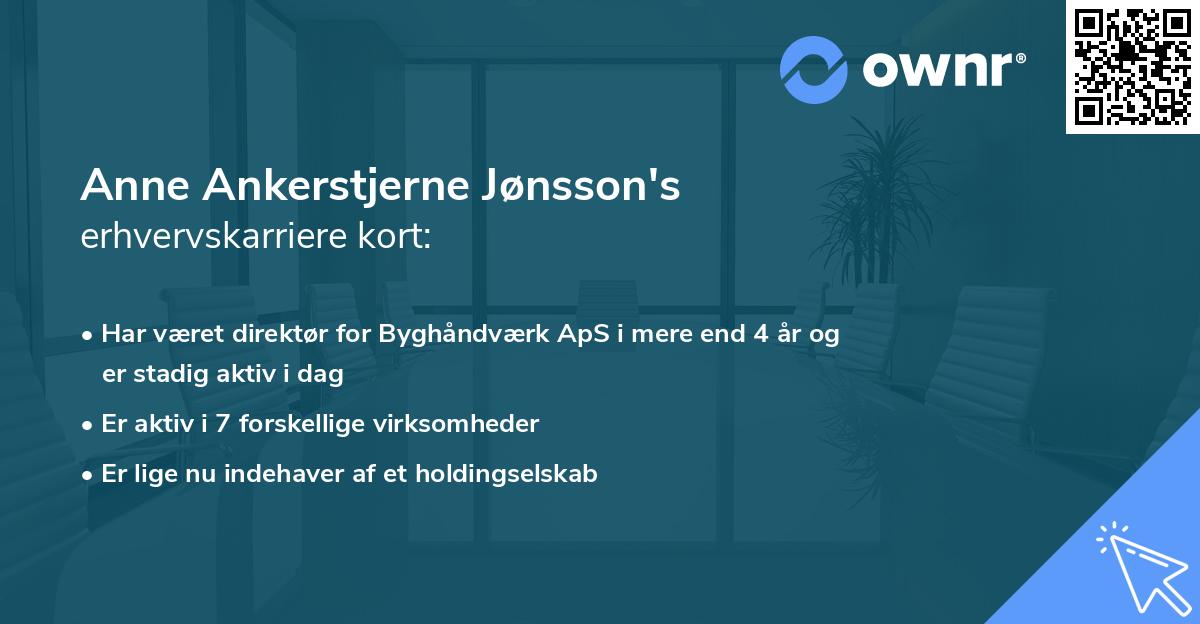 Anne Ankerstjerne Jønsson's erhvervskarriere kort