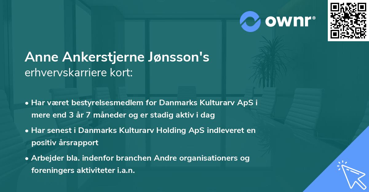 Anne Ankerstjerne Jønsson's erhvervskarriere kort