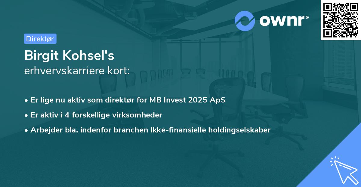 Birgit Kohsel's erhvervskarriere kort