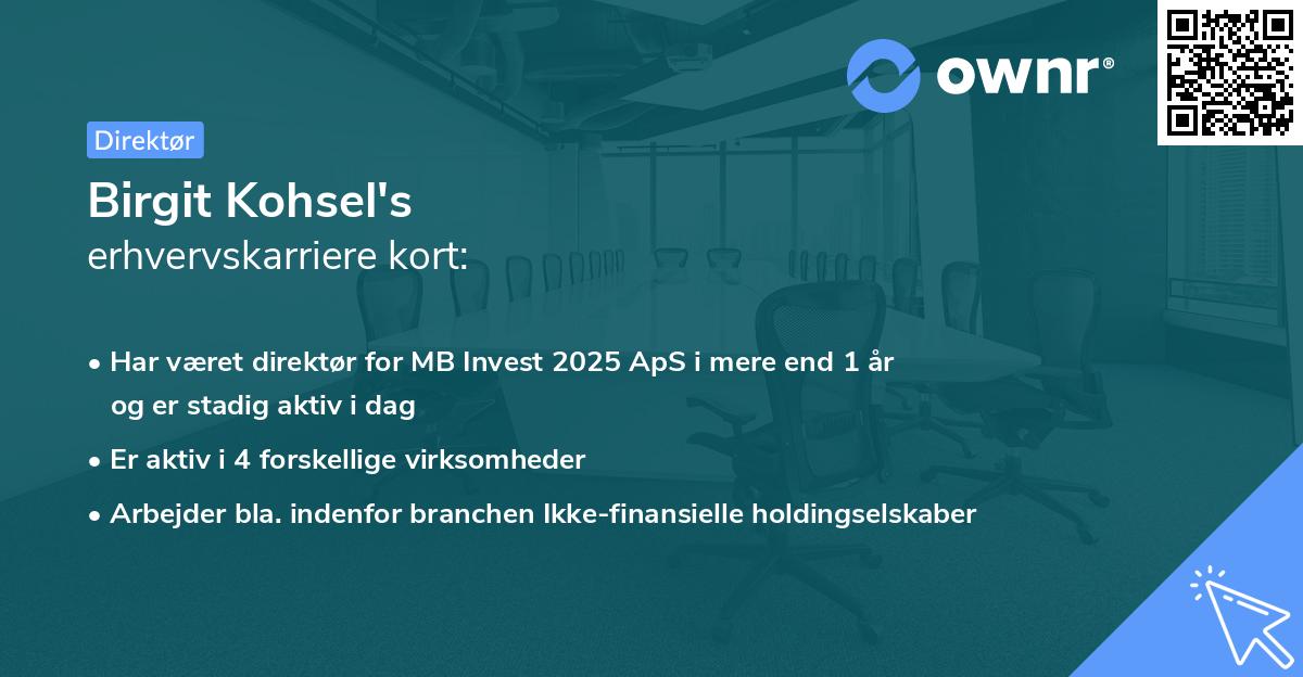 Birgit Kohsel's erhvervskarriere kort