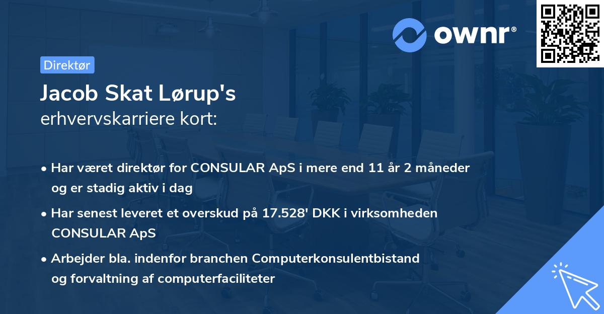 Jacob Skat Lørup's erhvervskarriere kort