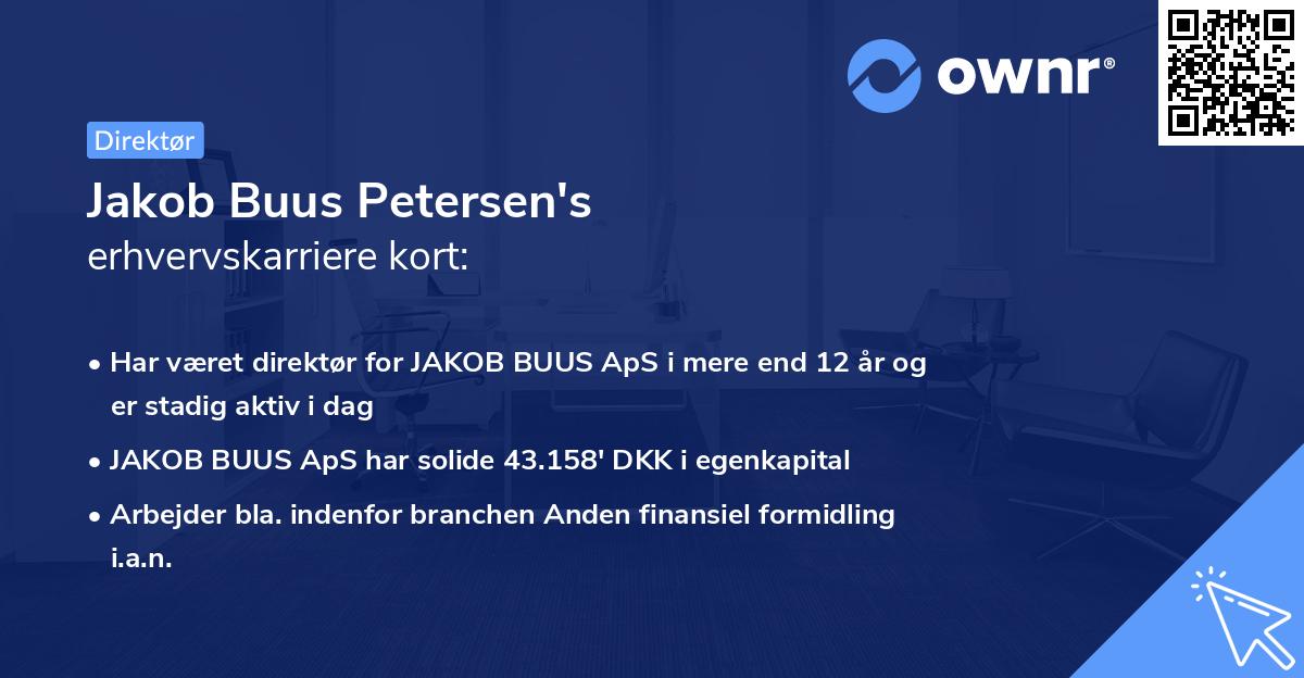 Jakob Buus Petersen's erhvervskarriere kort