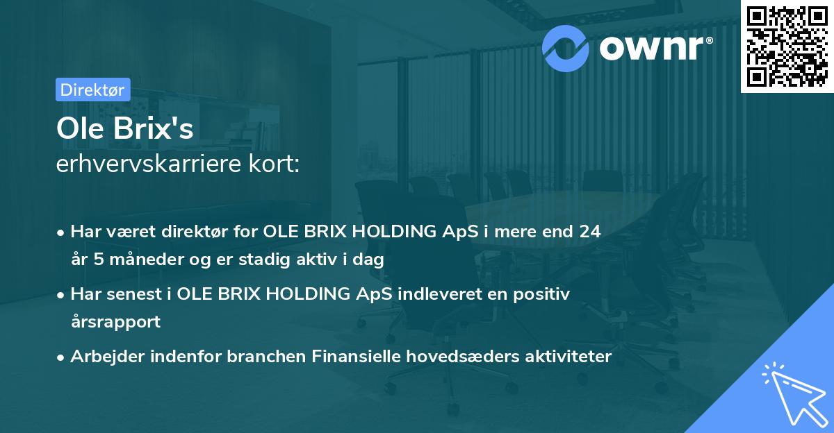 Ole Brix's erhvervskarriere kort