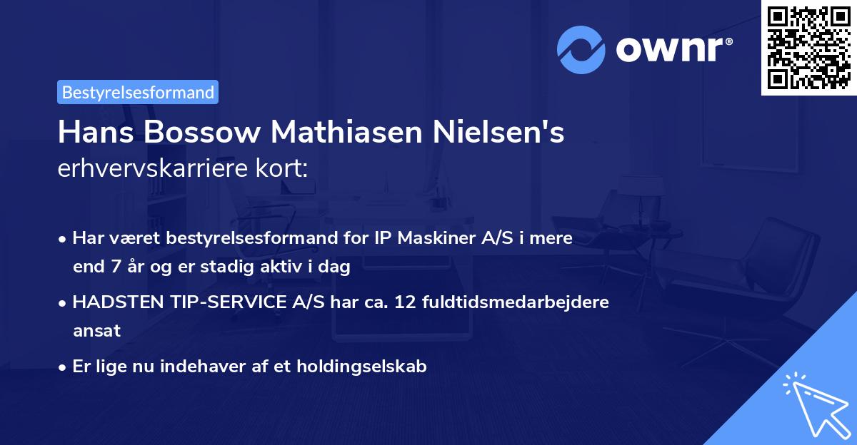 Hans Bossow Mathiasen Nielsen's erhvervskarriere kort