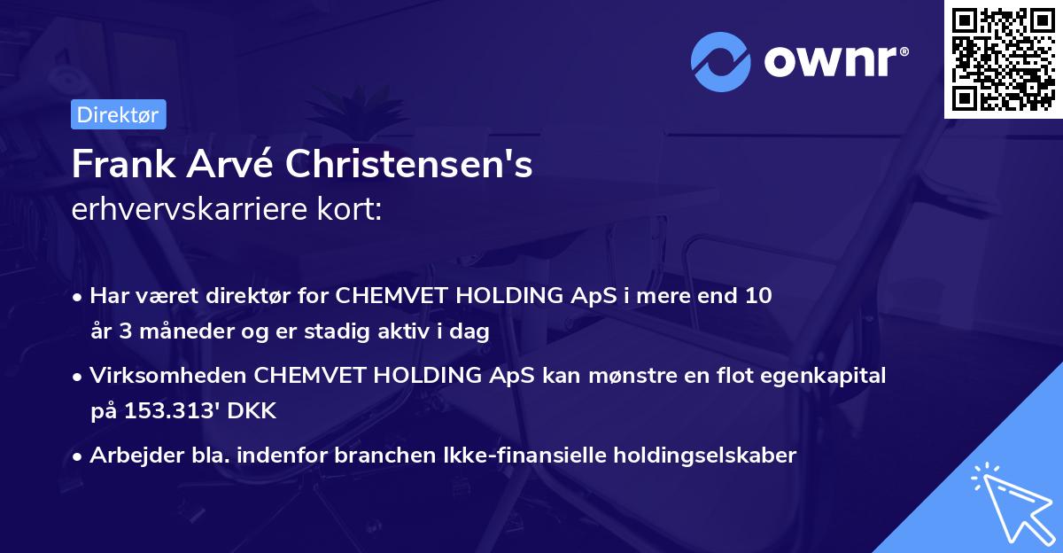Frank Arvé Christensen's erhvervskarriere kort