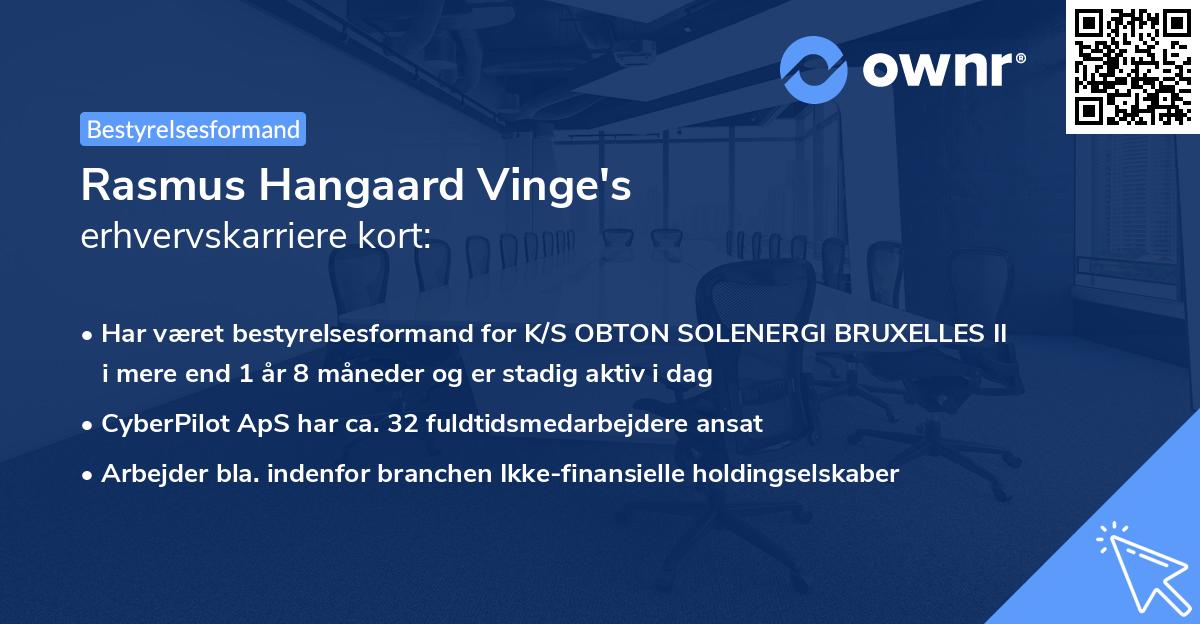 Rasmus Hangaard Vinge's erhvervskarriere kort