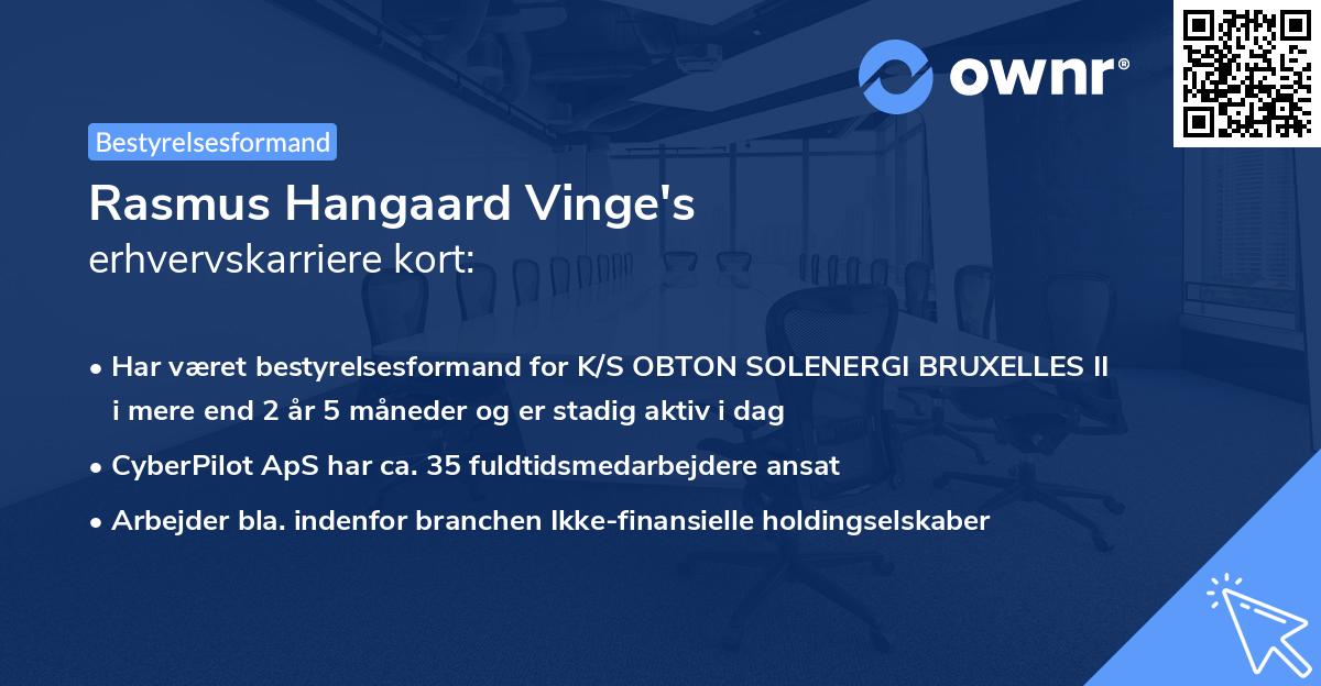 Rasmus Hangaard Vinge's erhvervskarriere kort
