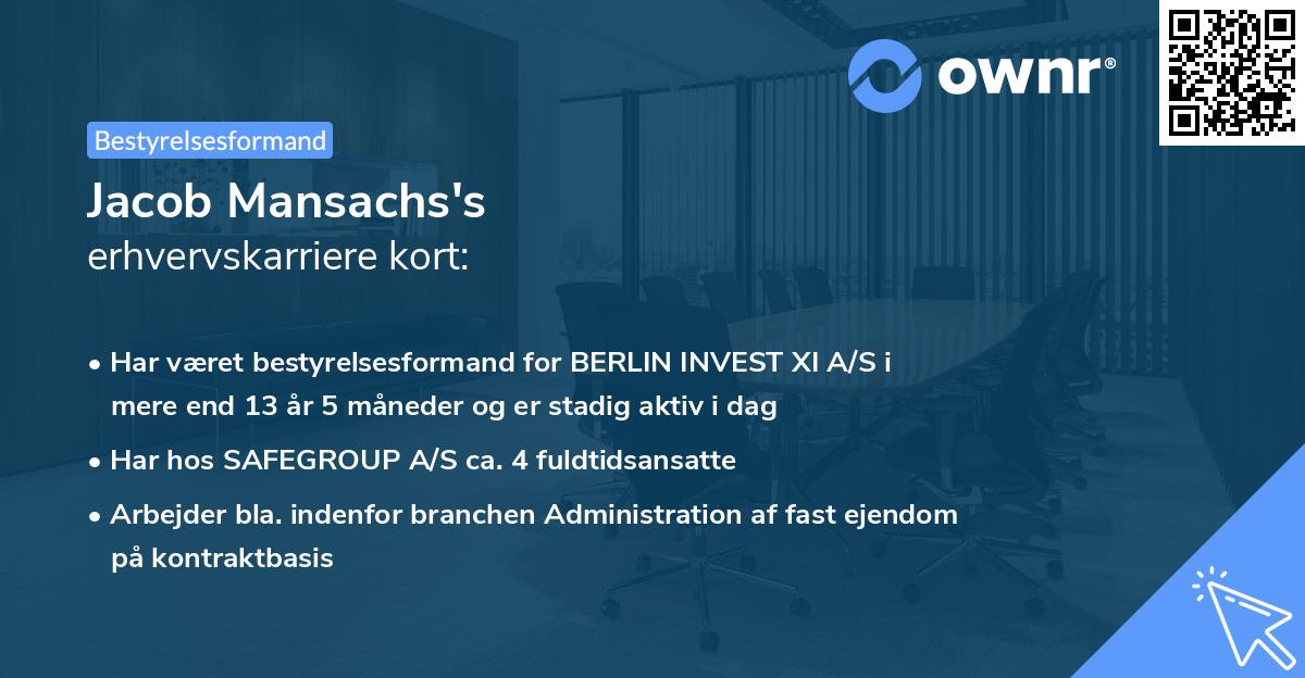 Jacob Mansachs's erhvervskarriere kort