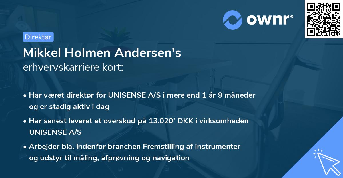 Mikkel Holmen Andersen's erhvervskarriere kort
