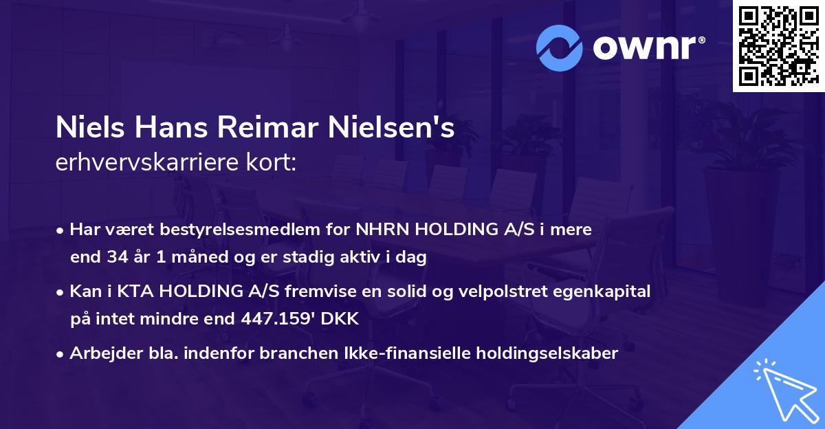 Niels Hans Reimar Nielsen's erhvervskarriere kort
