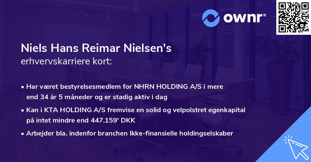 Niels Hans Reimar Nielsen's erhvervskarriere kort