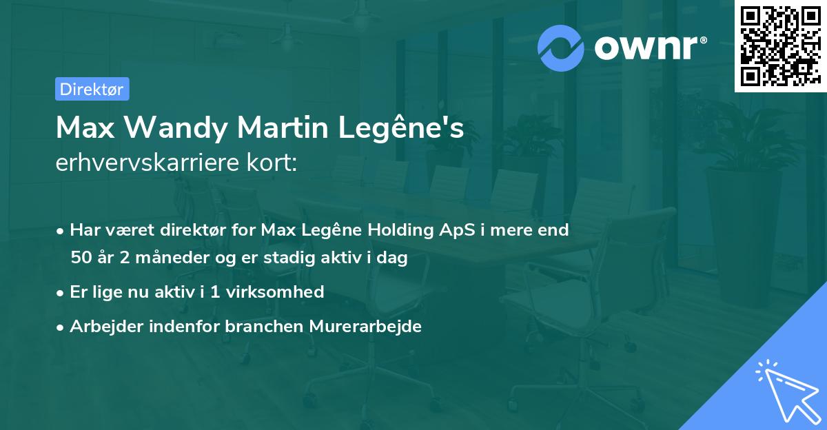 Max Wandy Martin Legêne's erhvervskarriere kort