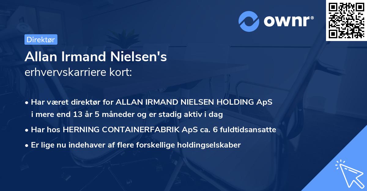 Allan Irmand Nielsen's erhvervskarriere kort