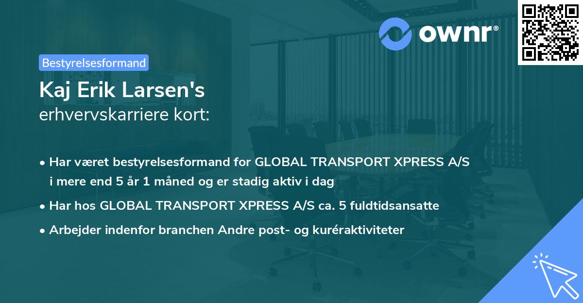 Kaj Erik Larsen's erhvervskarriere kort