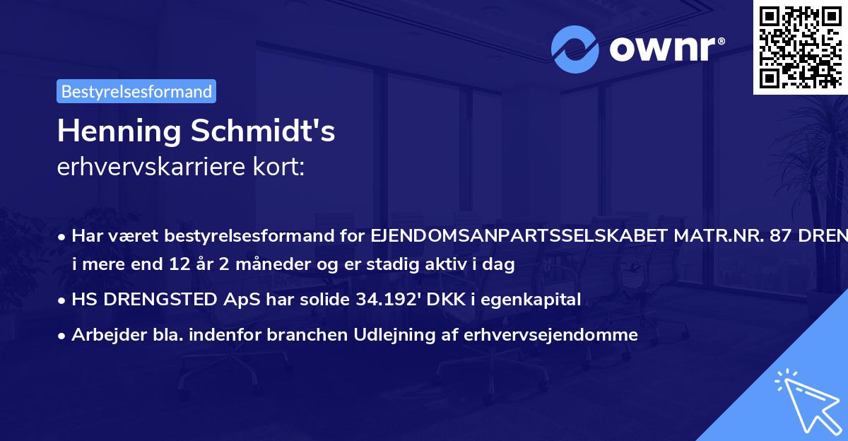 Henning Schmidt's erhvervskarriere kort