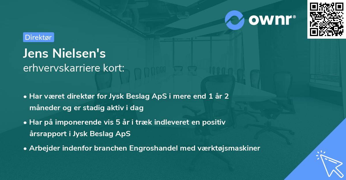 Jens Nielsen's erhvervskarriere kort