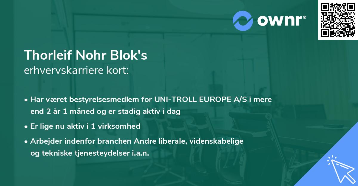 Thorleif Nohr Blok's erhvervskarriere kort