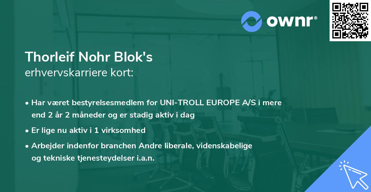 Thorleif Nohr Blok's erhvervskarriere kort