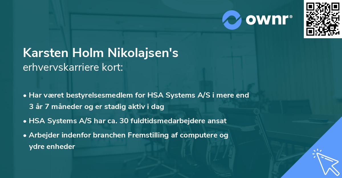 Karsten Holm Nikolajsen's erhvervskarriere kort