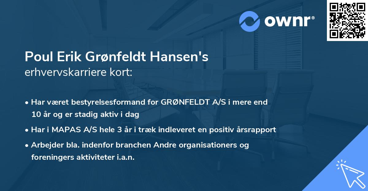 Poul Erik Grønfeldt Hansen's erhvervskarriere kort