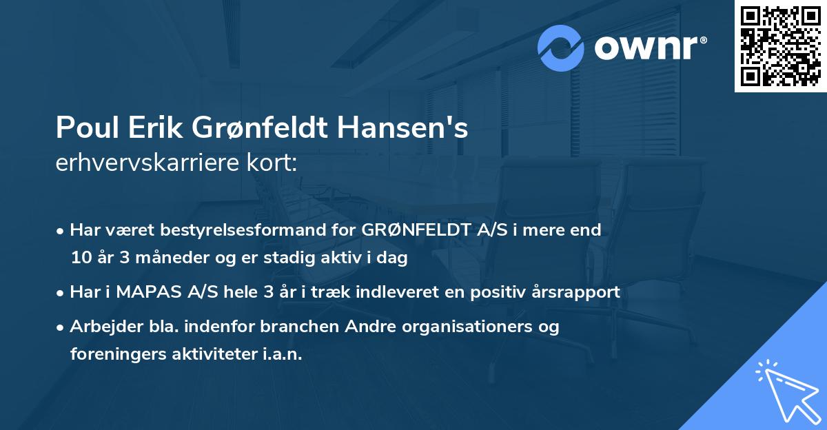 Poul Erik Grønfeldt Hansen's erhvervskarriere kort