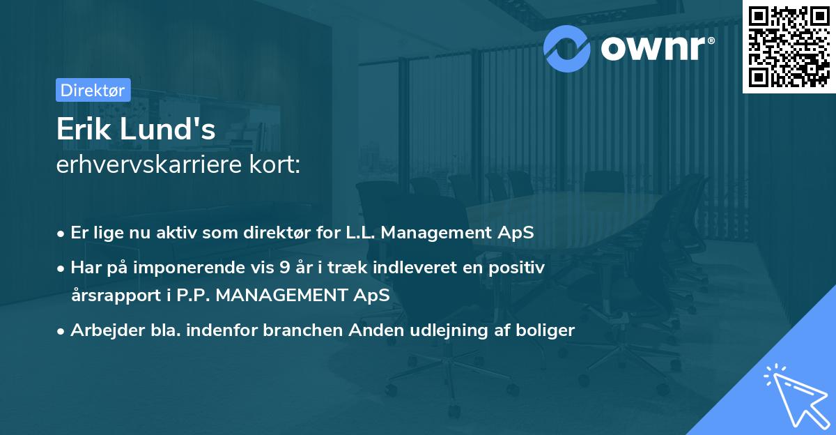 Erik Lund's erhvervskarriere kort