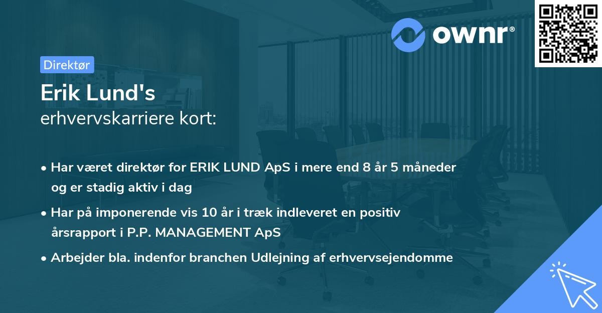 Erik Lund's erhvervskarriere kort