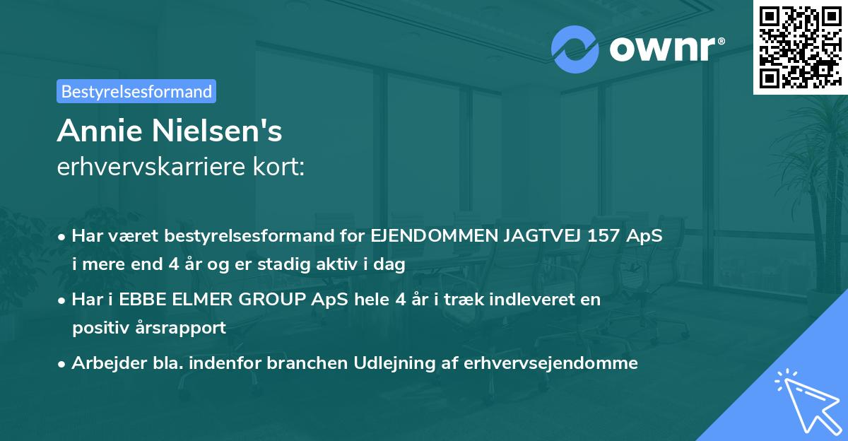 Annie Nielsen's erhvervskarriere kort
