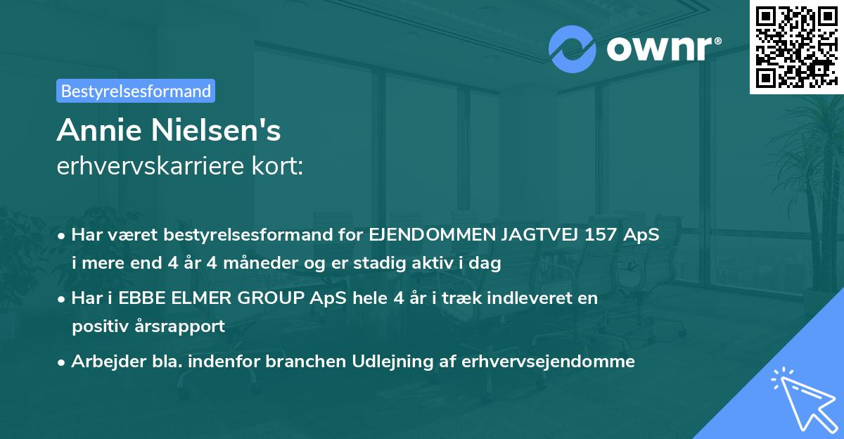 Annie Nielsen's erhvervskarriere kort