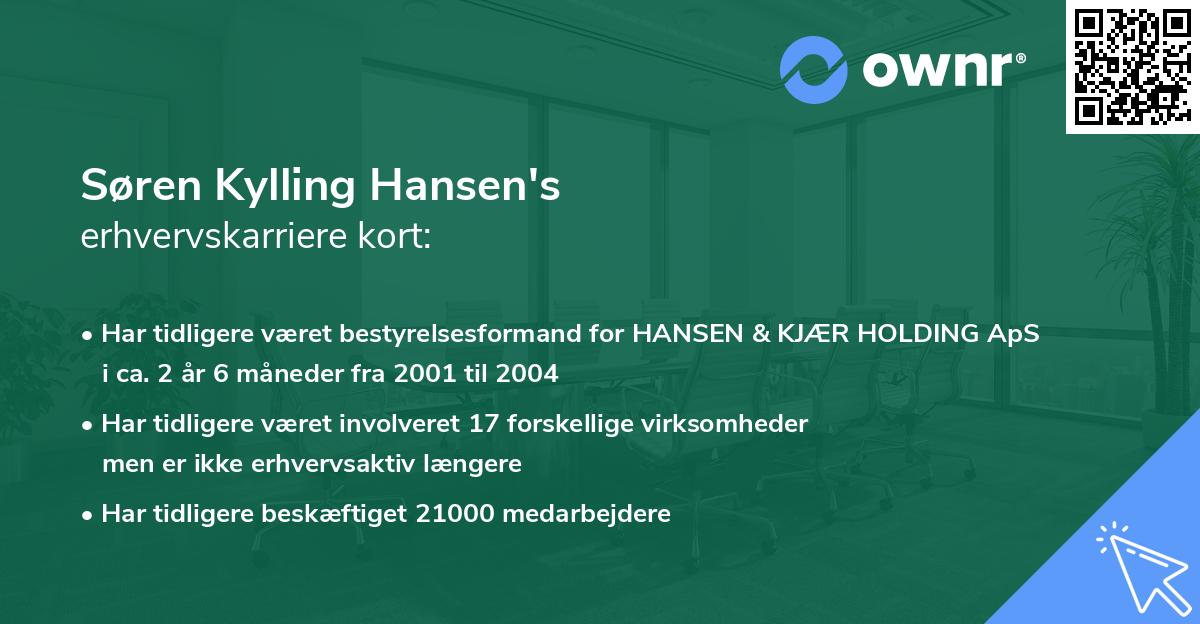 Søren Kylling Hansen's erhvervskarriere kort