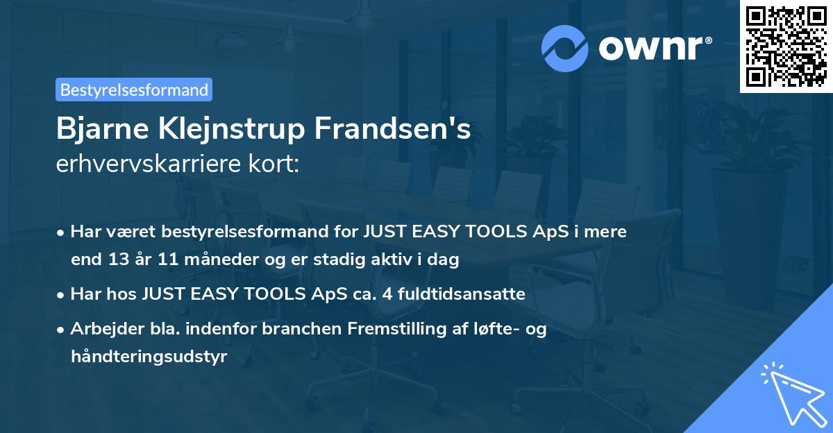 Bjarne Klejnstrup Frandsen's erhvervskarriere kort