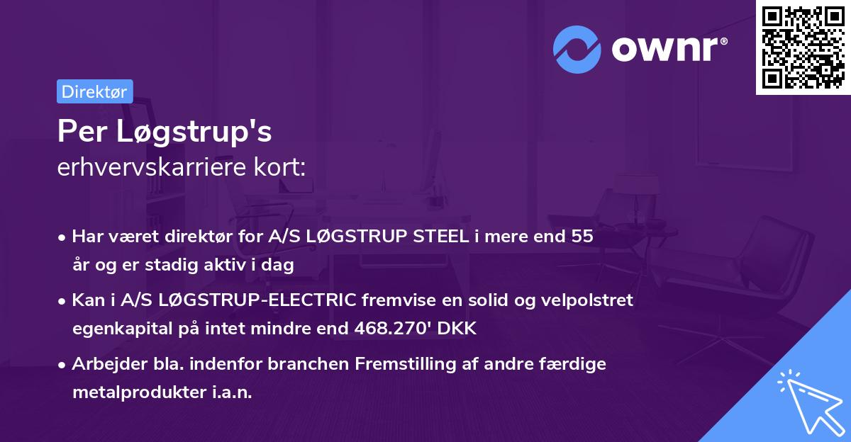 Per Løgstrup's erhvervskarriere kort