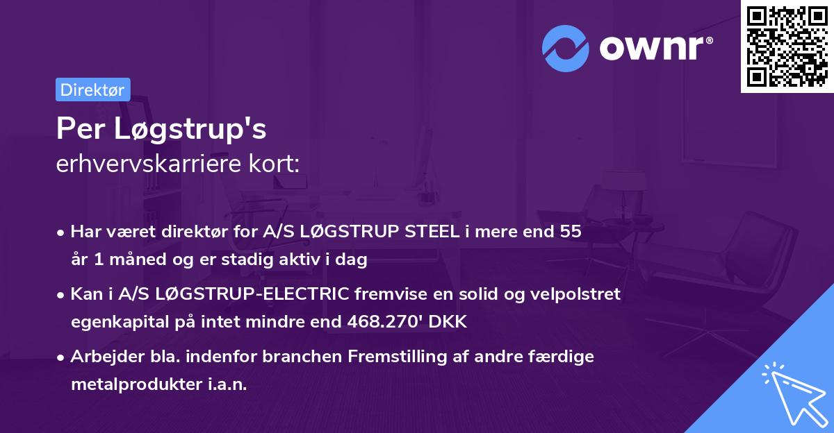 Per Løgstrup's erhvervskarriere kort