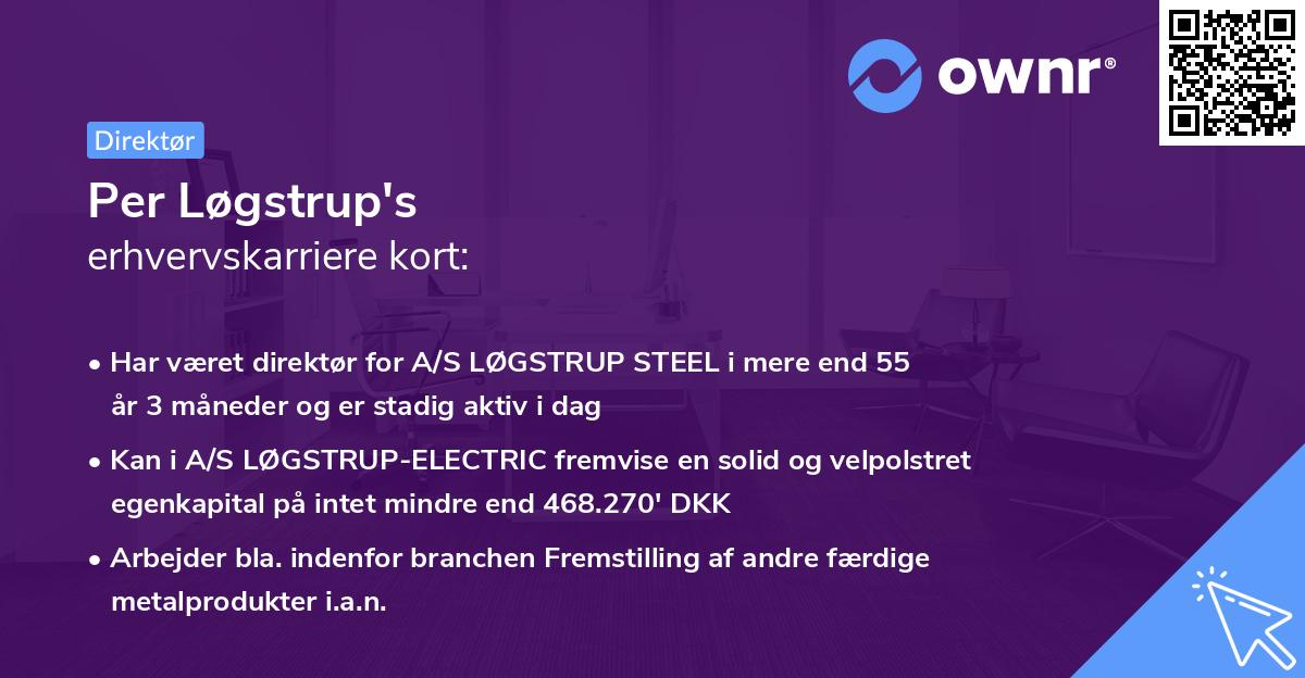 Per Løgstrup's erhvervskarriere kort