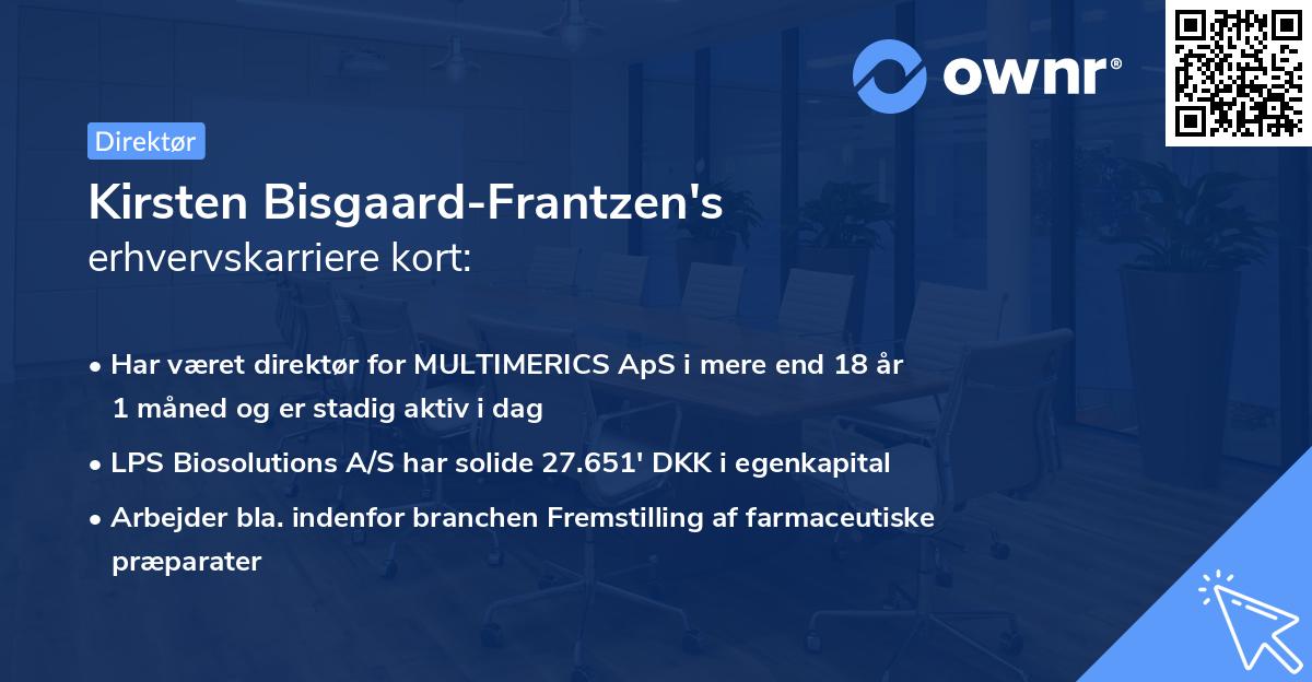 Kirsten Bisgaard-Frantzen's erhvervskarriere kort