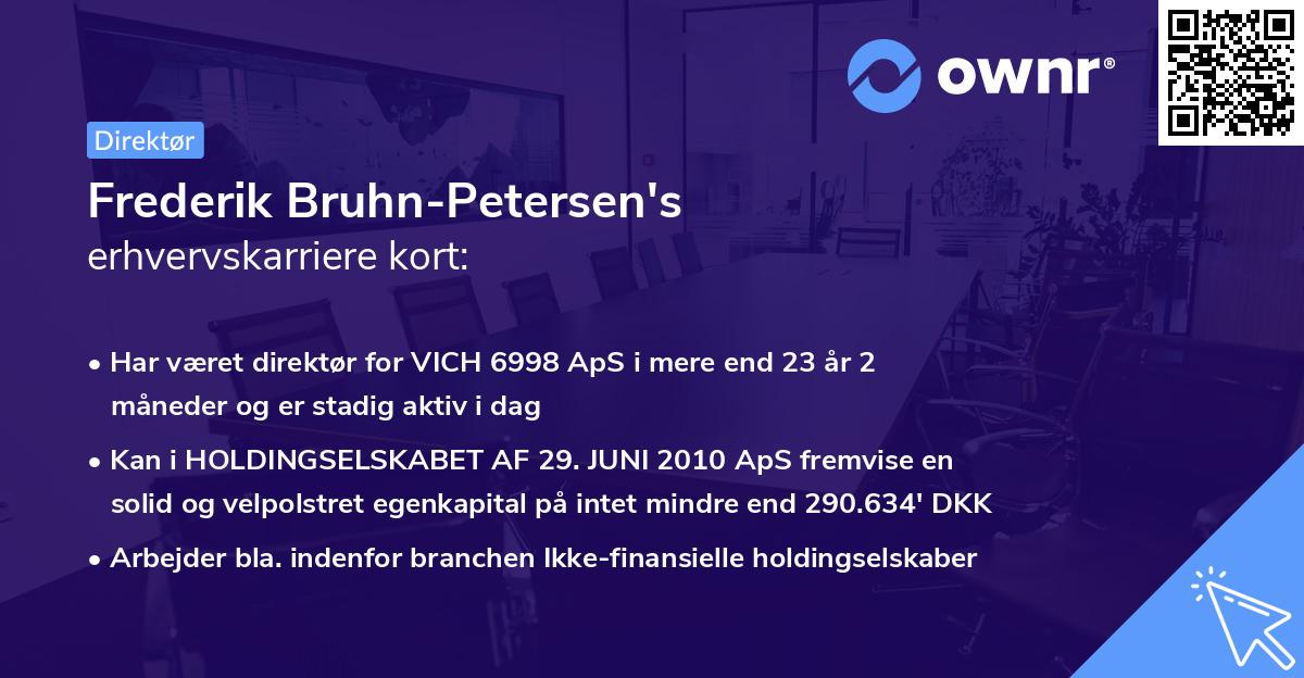 Frederik Bruhn-Petersen's erhvervskarriere kort