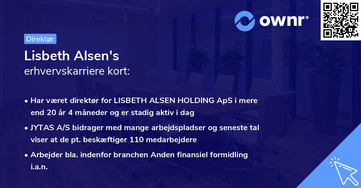 Lisbeth Alsen's erhvervskarriere kort