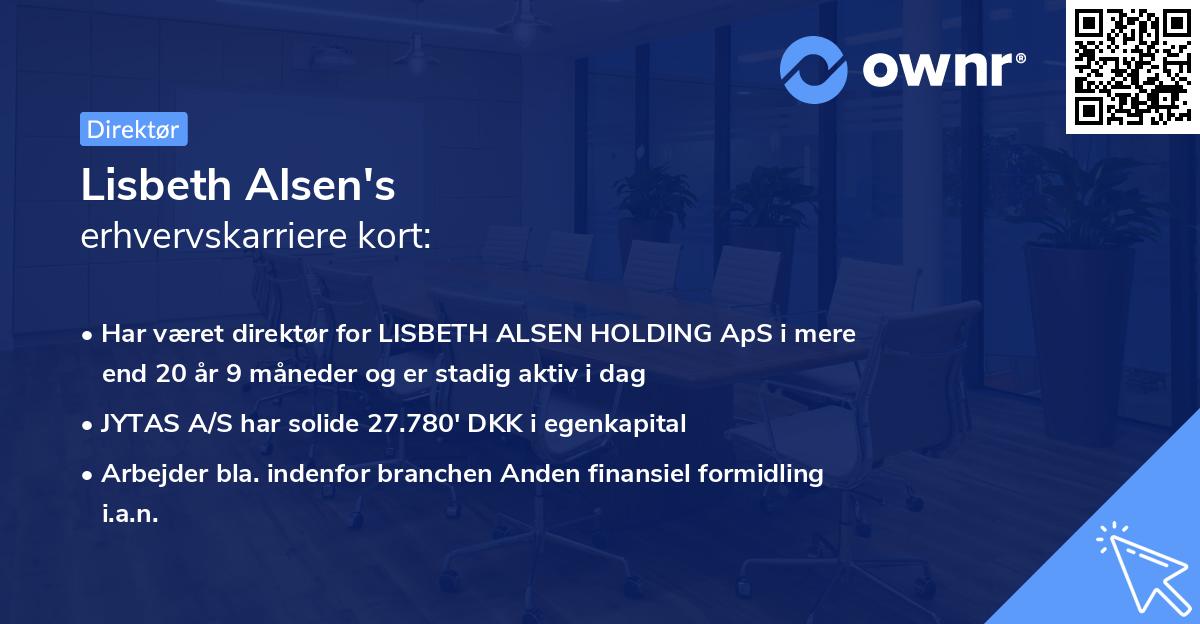 Lisbeth Alsen's erhvervskarriere kort