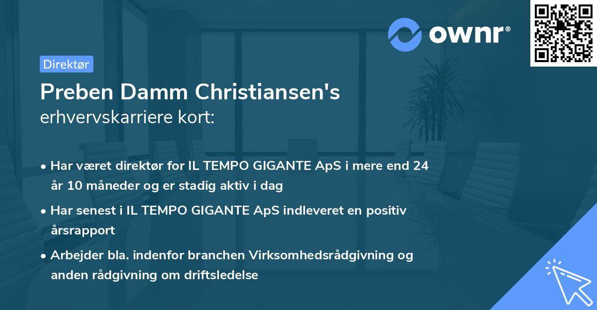 Preben Damm Christiansen's erhvervskarriere kort