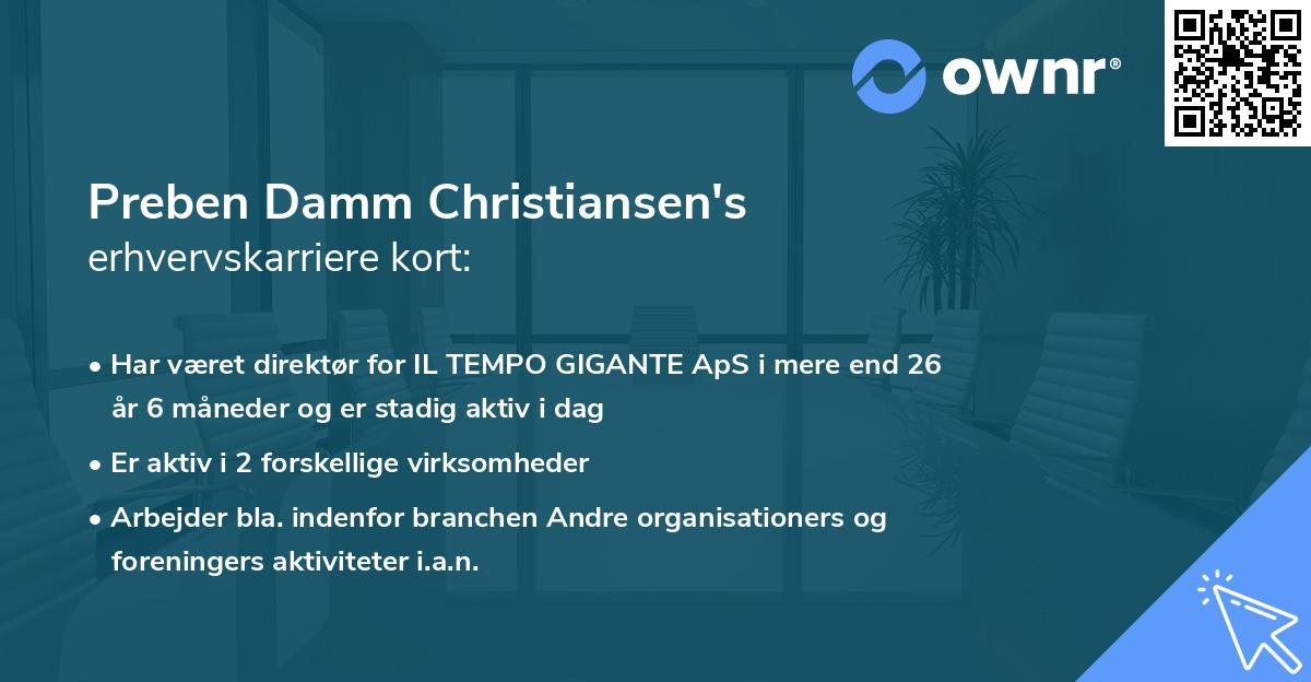 Preben Damm Christiansen's erhvervskarriere kort