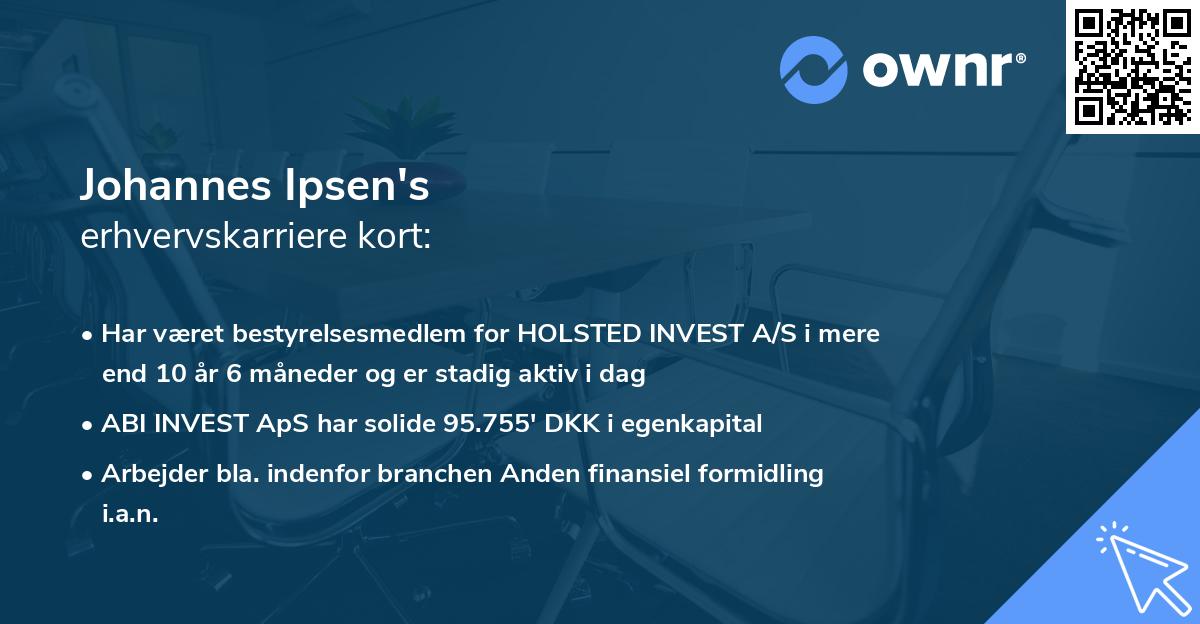 Johannes Ipsen's erhvervskarriere kort